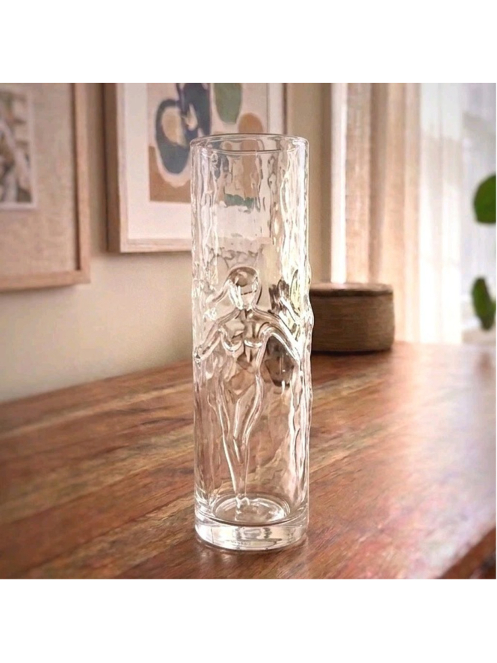 Vintage Libbey La Femme Nude Lady Glass Vase 9” Tall Mid Century Clear 1960s